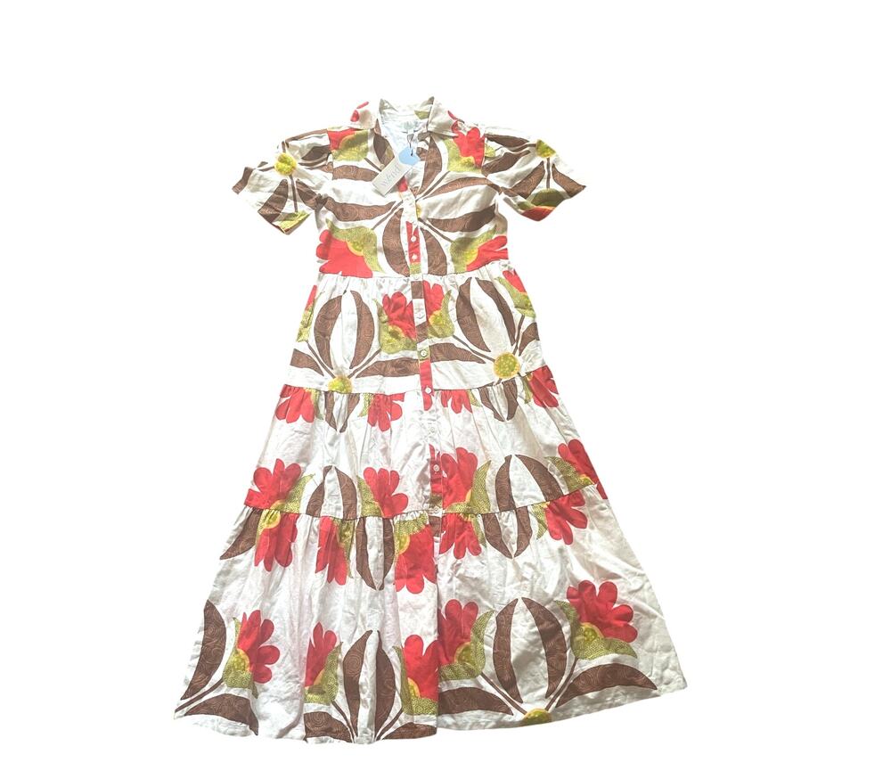 WKND Floral Sorrento Maxi Button Up Dress Size XS Fit and Flare Resort Euro Chic